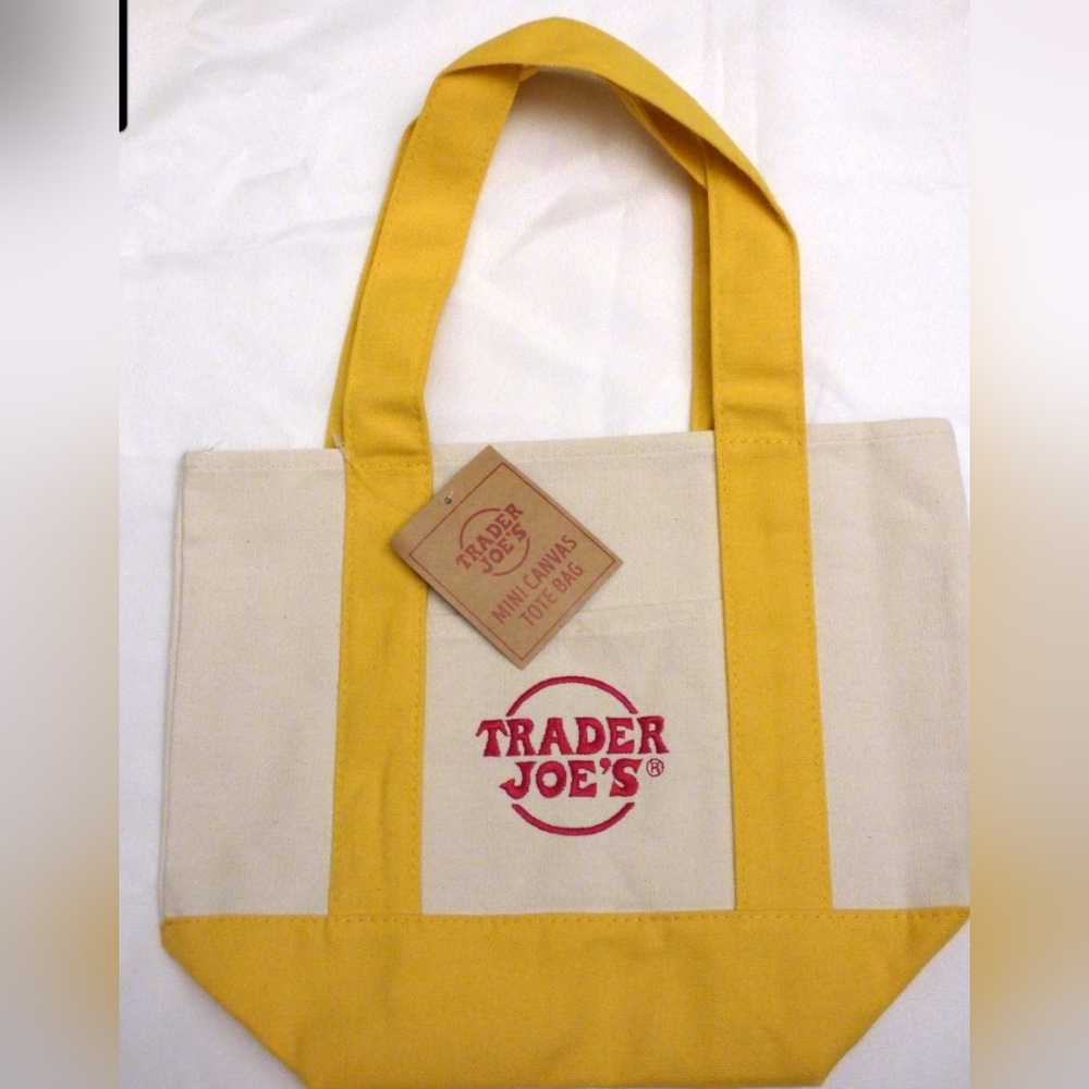 Trader Joe's - Mini Canvas Tote Bag - Yellow - Holiday 2025 - Limited Edition